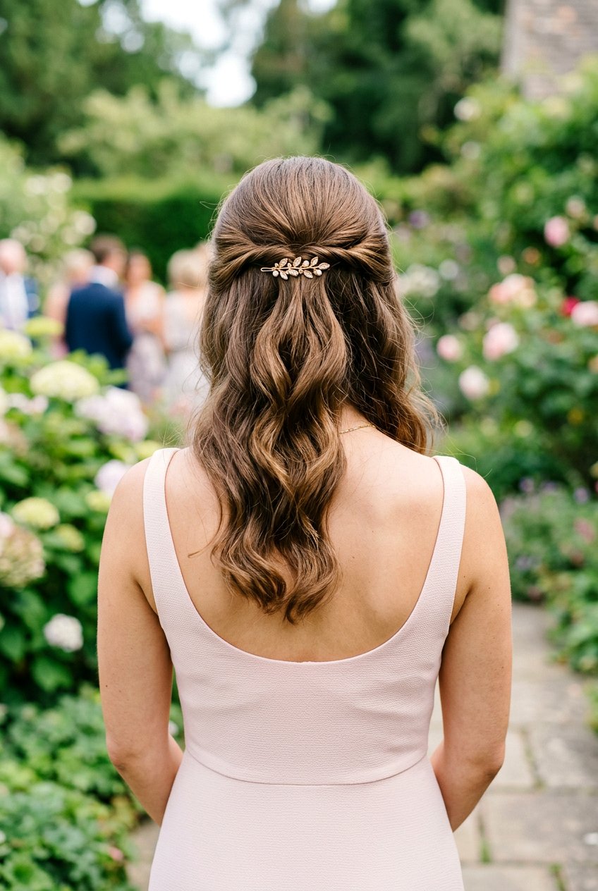 Half Up With Small Clip For Bridesmaids - 20 simple bridesmaid half up hairstyle - 20 simple bridesmaid half up hairstyle