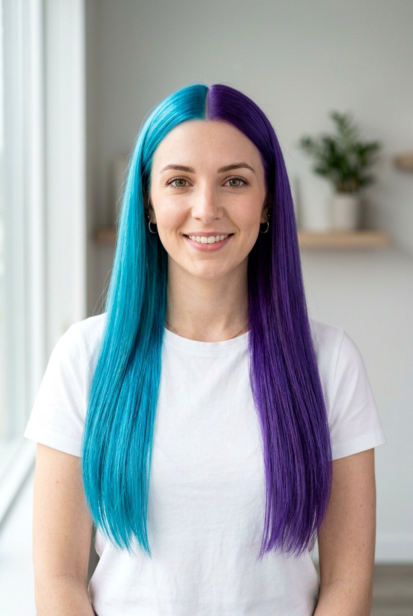 Half and Half Turquoise Hair - 20 turquoise hair color ideas - 20 turquoise hair color ideas