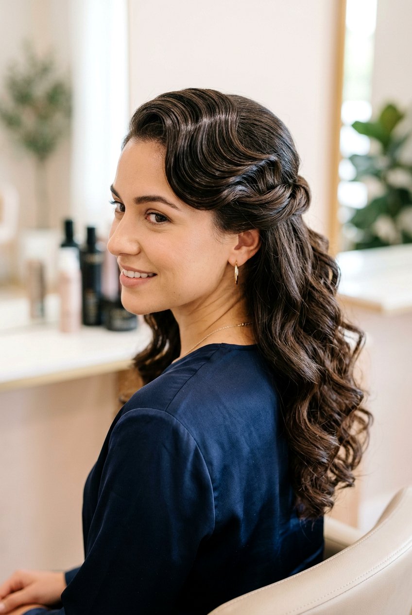 Half up finger waves - 20 finger waves hairstyle - 20 finger waves hairstyle