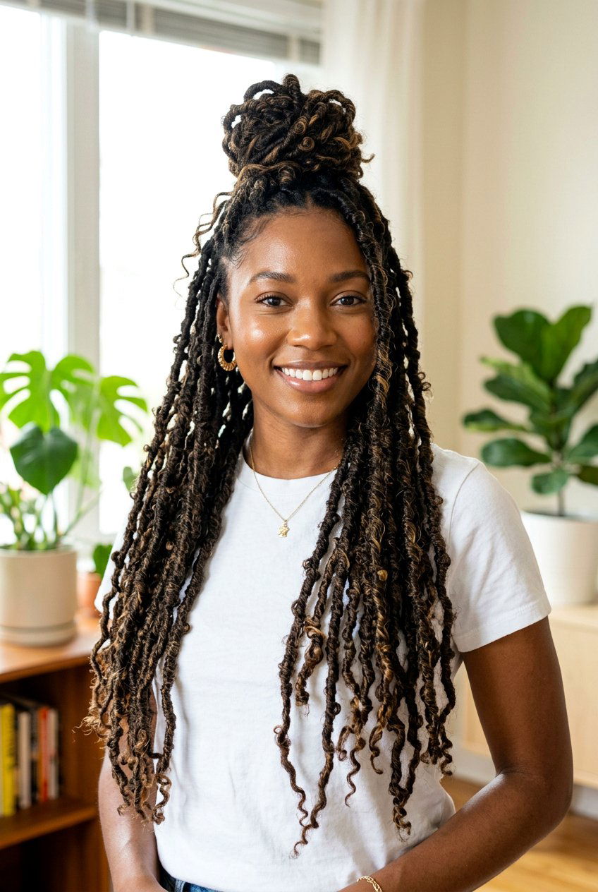 Half up half down butterfly locs - 20 butterfly locs hairstyles - 20 butterfly locs hairstyles