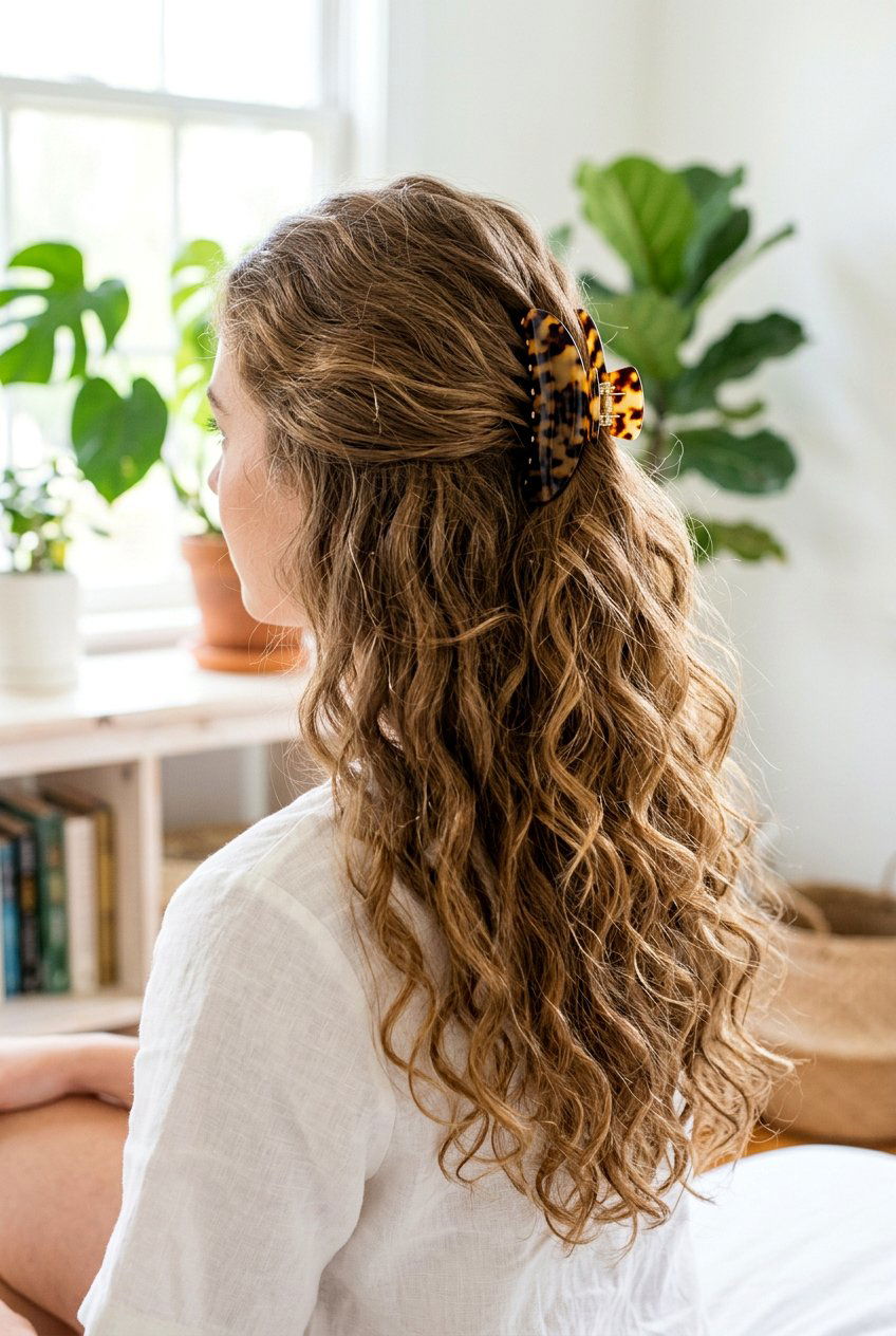 Half up half down claw clip - 20 half up half down hairstyles - 20 half up half down hairstyles