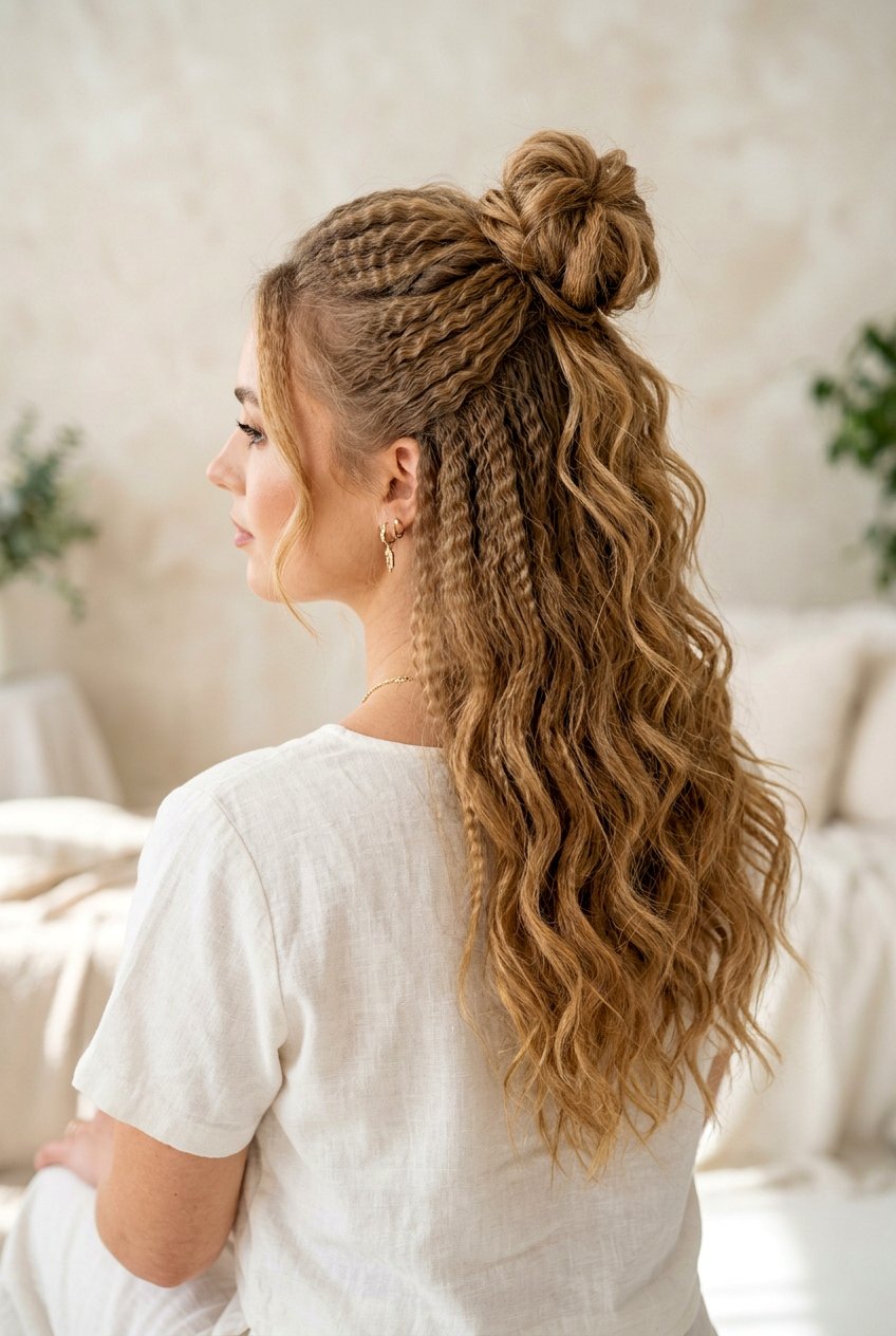 Half up half down crimped hair - 20 crimped hairstyles - 20 crimped hairstyles