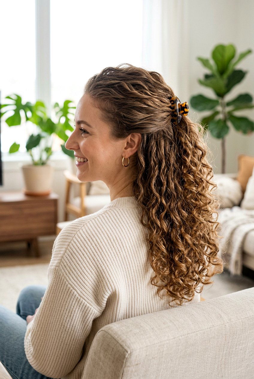 Half up half down curly hair - 20 hairstyles for curly hair - 20 hairstyles for curly hair