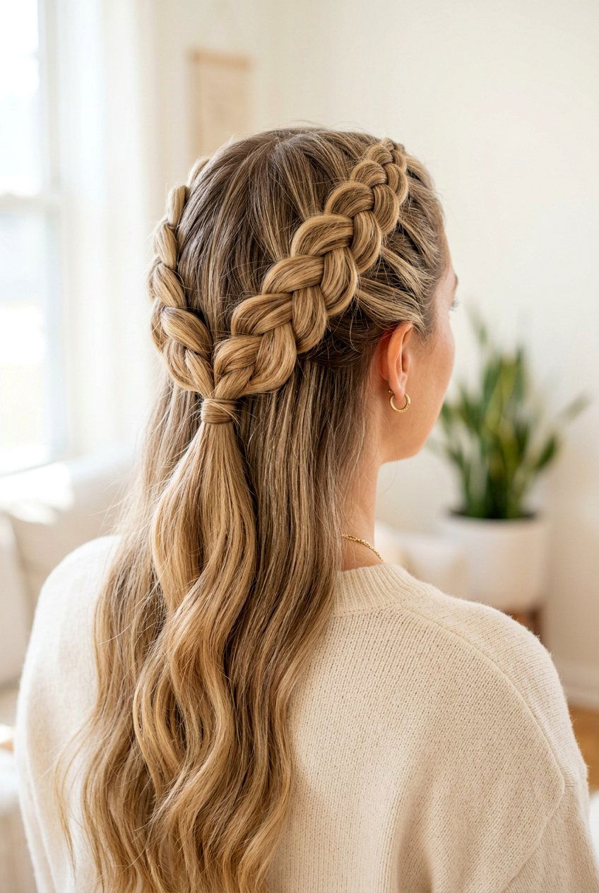 Half up half down dutch braids - 20 half up half down hairstyles - 20 half up half down hairstyles