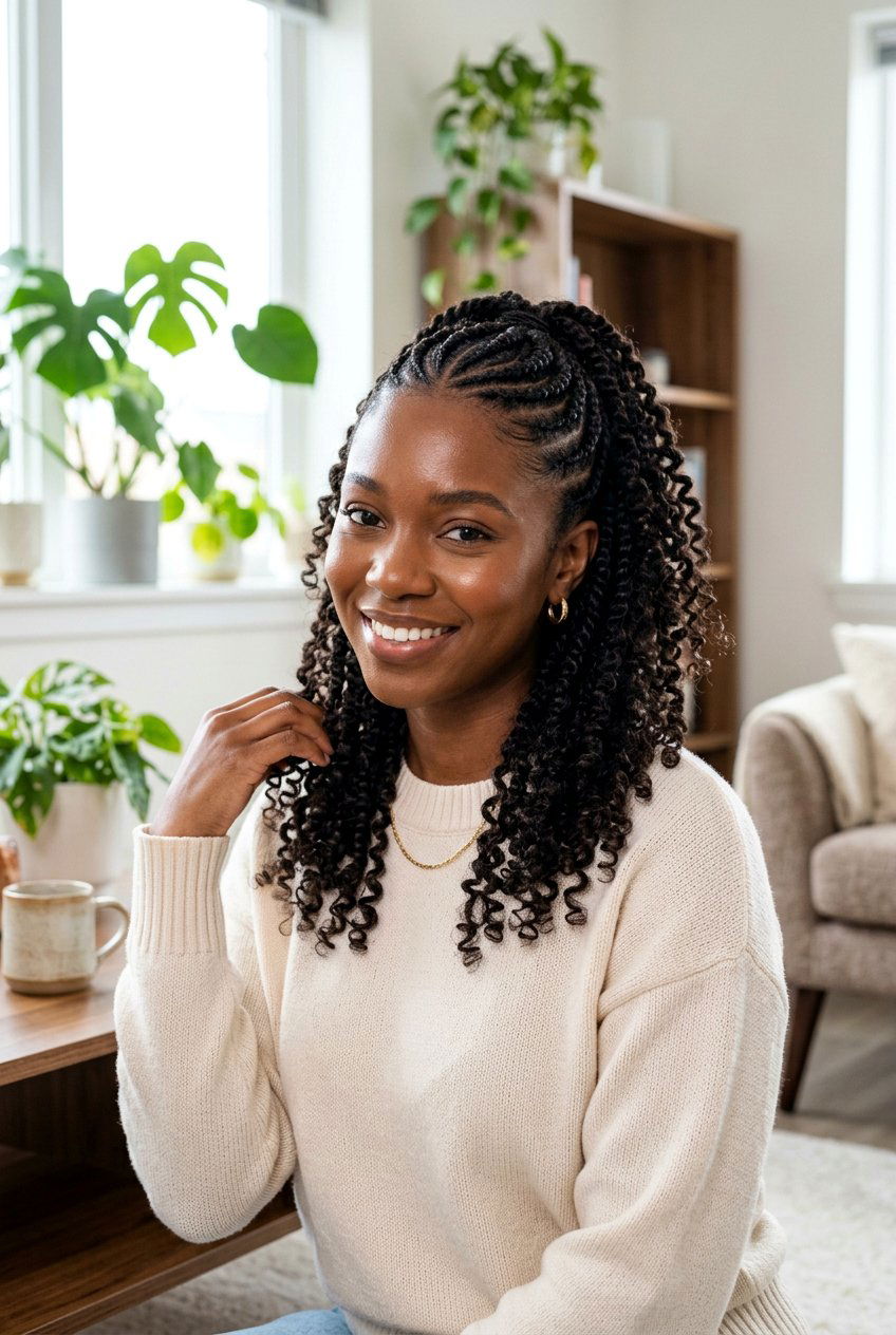 Half up half down flat twist ponytail - 20 flat twists into ponytail - 20 flat twists into ponytail