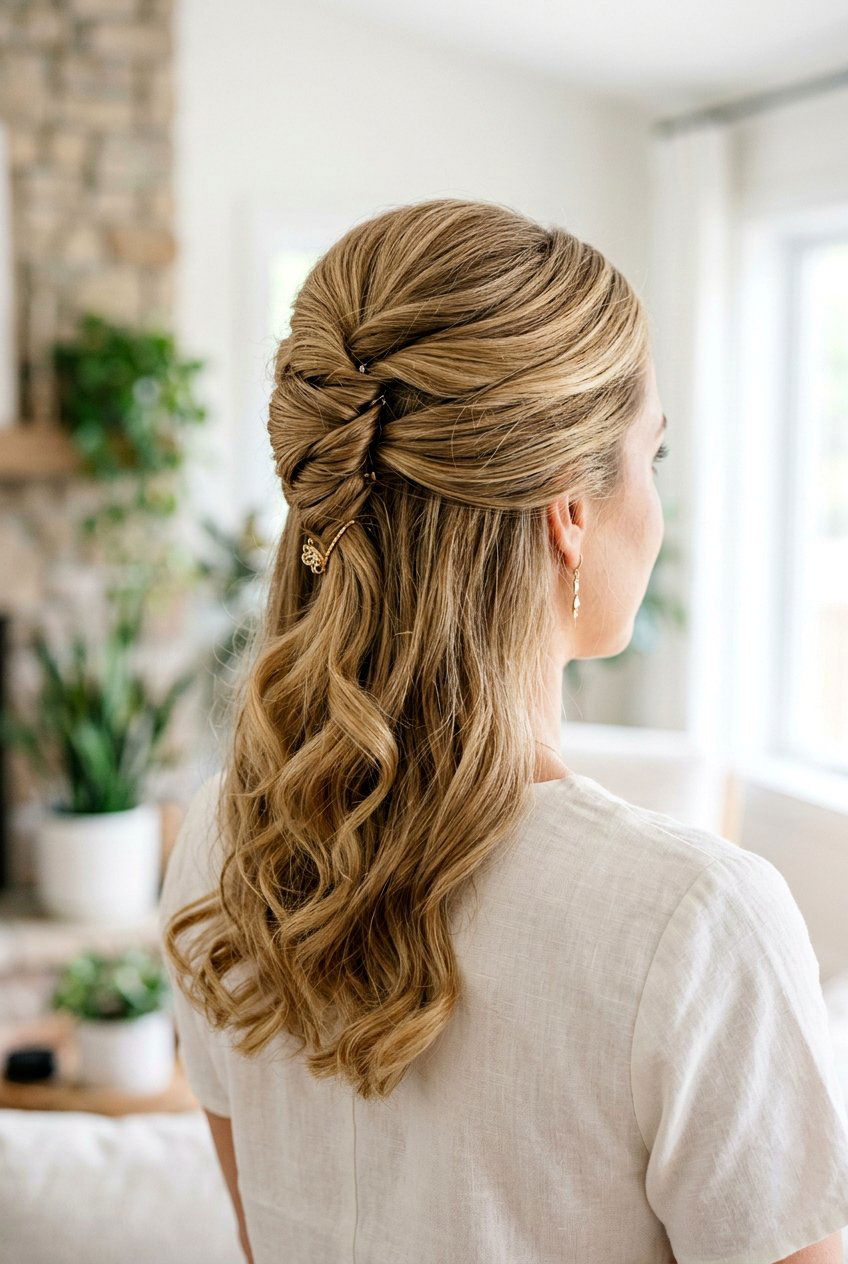 Half up half down french twist - 20 half up half down hairstyles - 20 half up half down hairstyles