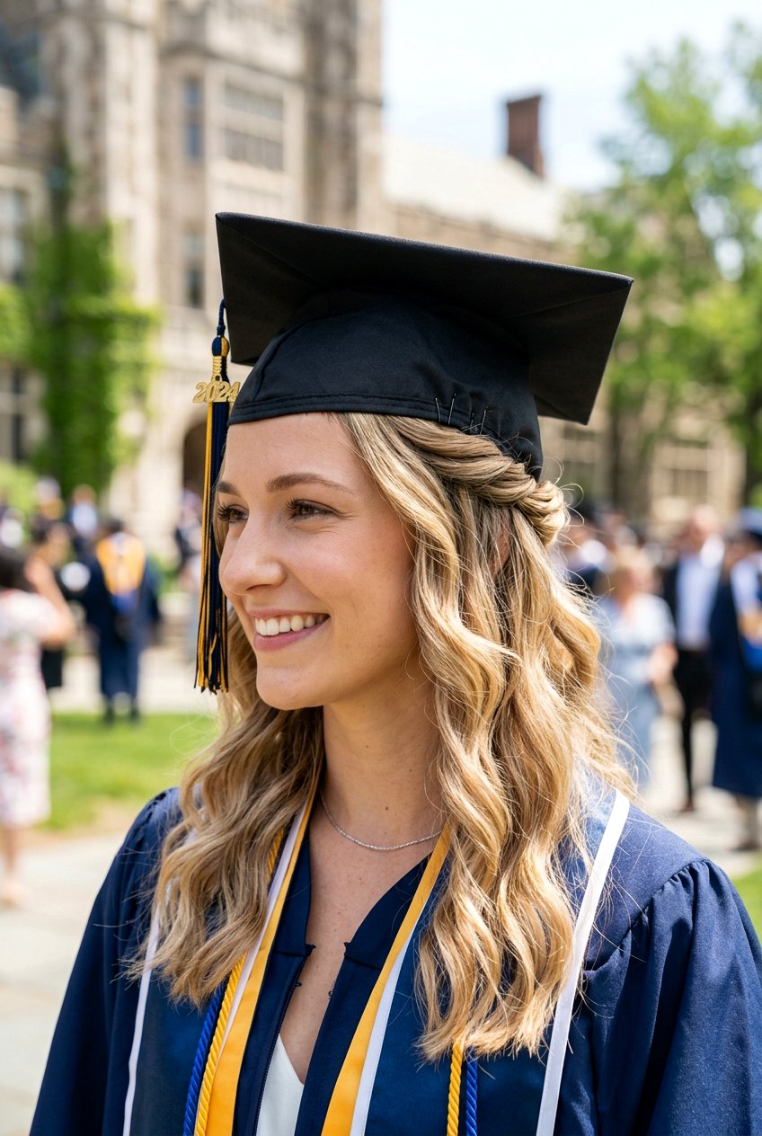 Half up half down graduation hair - 20 graduation hairstyles - 20 graduation hairstyles