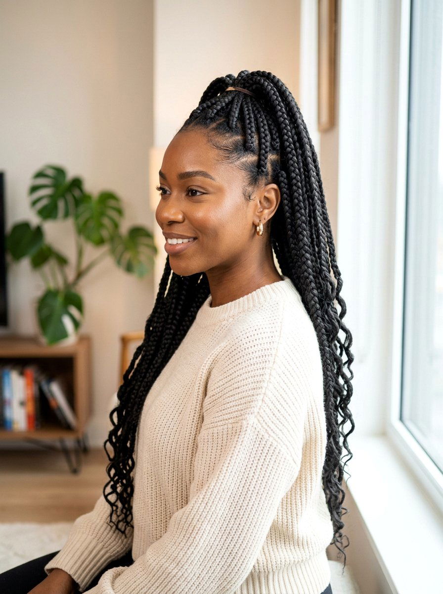 Half up half down jumbo knotless braids ponytail - 20 jumbo knotless braids ponytail - 20 jumbo knotless braids ponytail