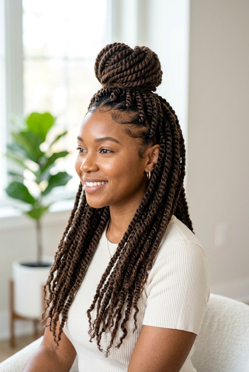 Half up half down marley twists - 20 marley twists hairstyles - 20 marley twists hairstyles