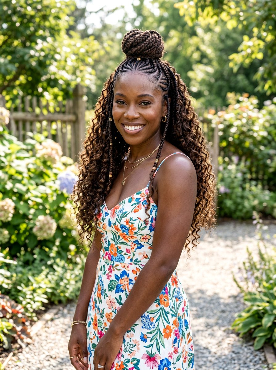 Half up half down tribal braids with curls - 20 tribal braids with curls - 20 tribal braids with curls