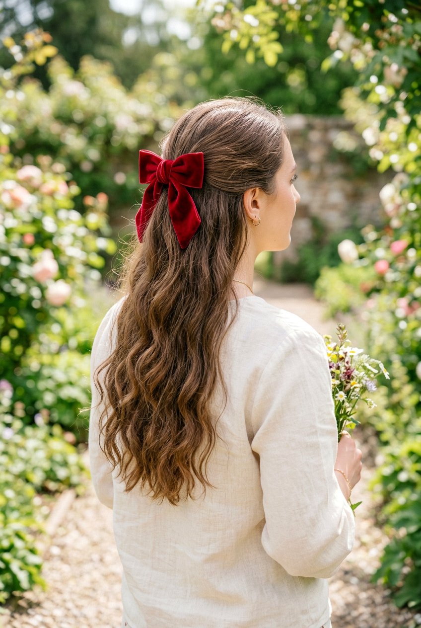 Half up half down with bow - 20 picture day hairstyles - 20 picture day hairstyles