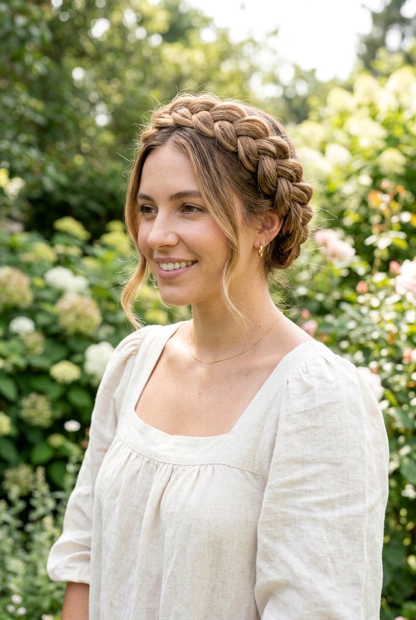 Halo Braid - 20 cottagecore braid crown hairstyle - 20 cottagecore braid crown hairstyle