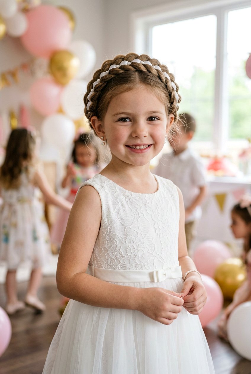 Halo Braid For Little Girl Party - 20 little girls party hairstyle with braids - 20 little girls party hairstyle with braids