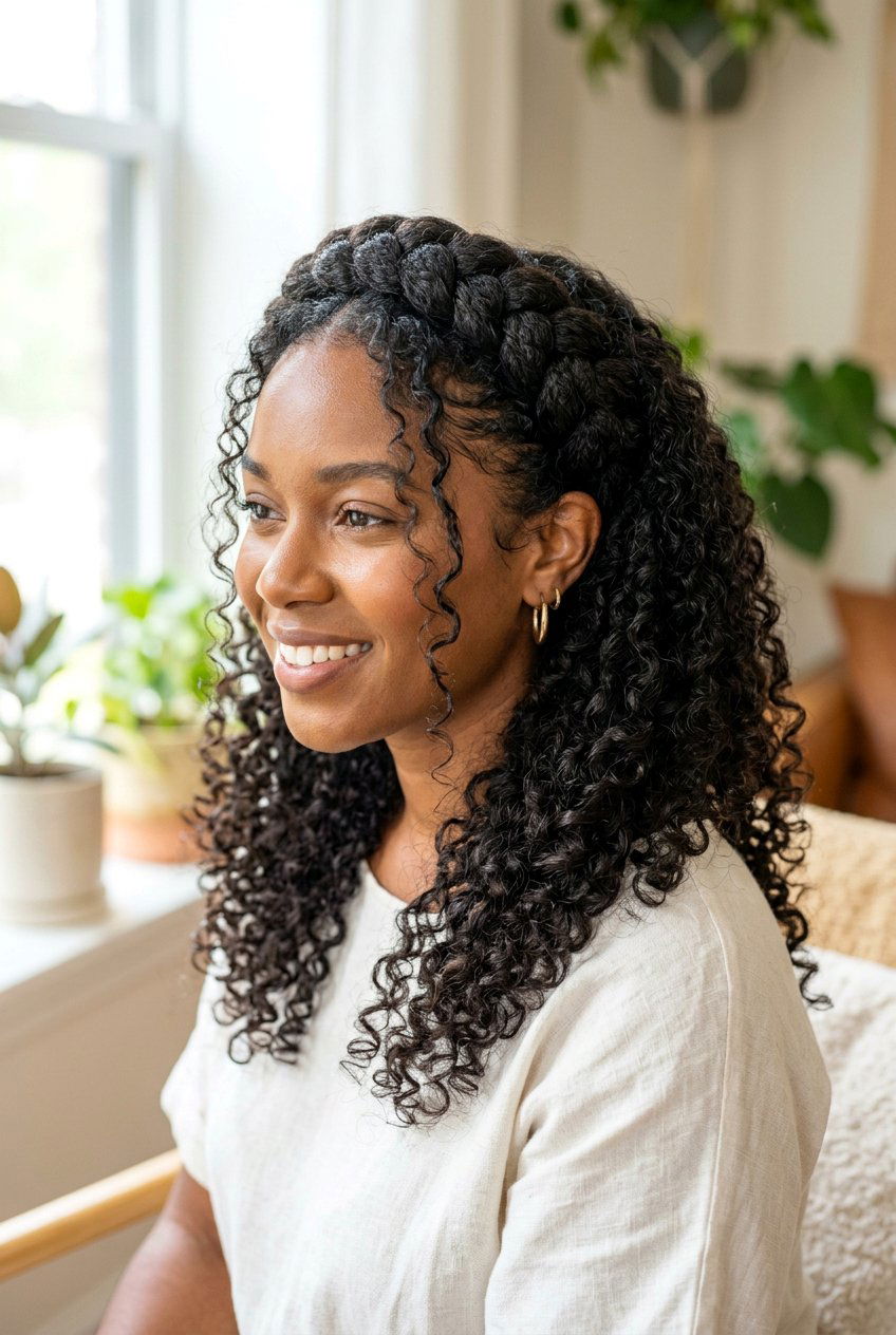 Halo braid for curly hair - 20 hairstyles for curly hair - 20 hairstyles for curly hair