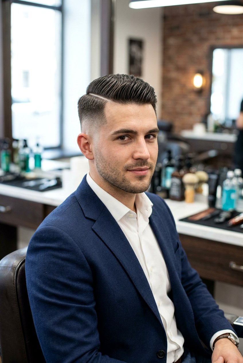 Hard Side Part Fade - 20 long top short sides haircut men - 20 long top short sides haircut men