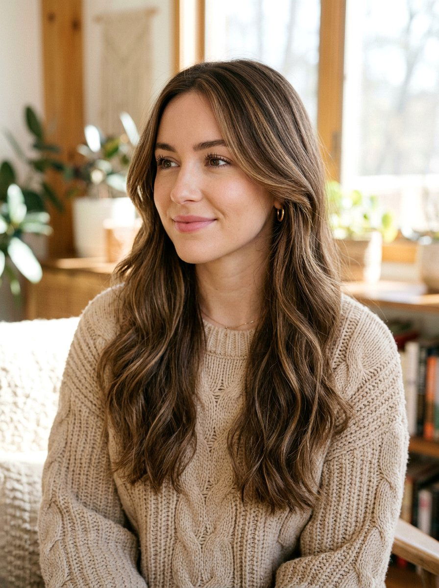 Hazelnut Brown Hair With Golden Babylights - 20 warm brunette with golden babylights - 20 warm brunette with golden babylights