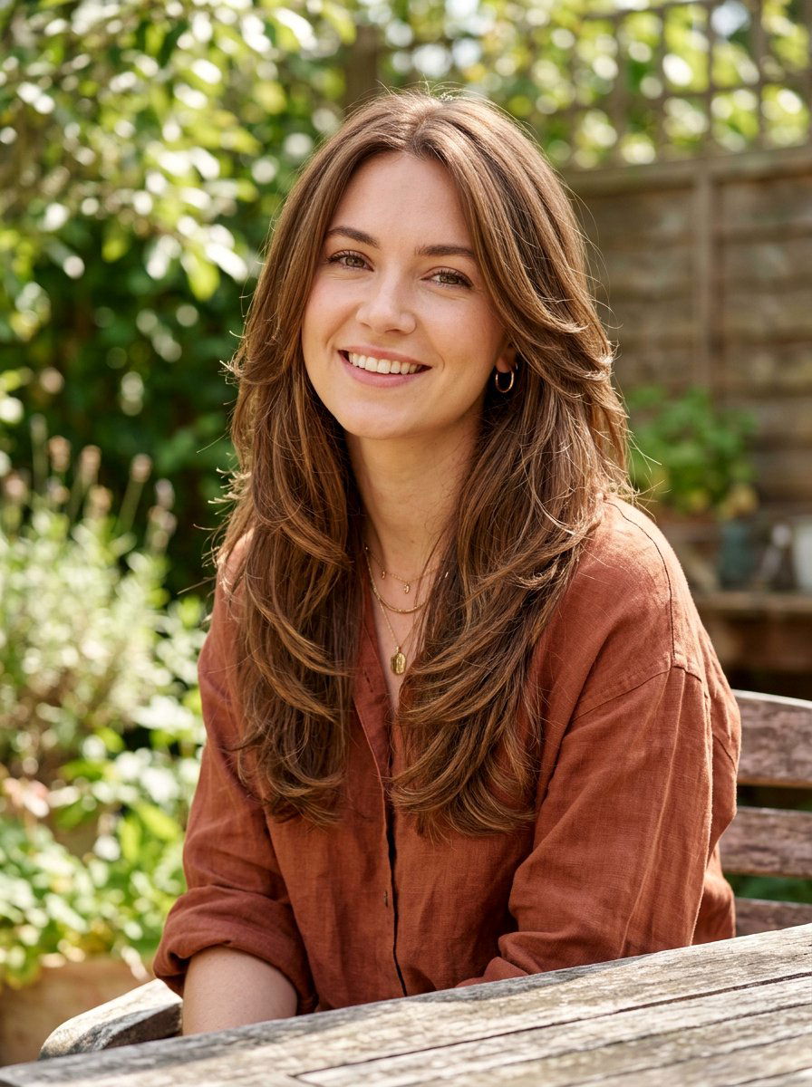 Hazelnut Brown Layered Hair - 20 summer sun kissed brunette hair - 20 summer sun kissed brunette hair