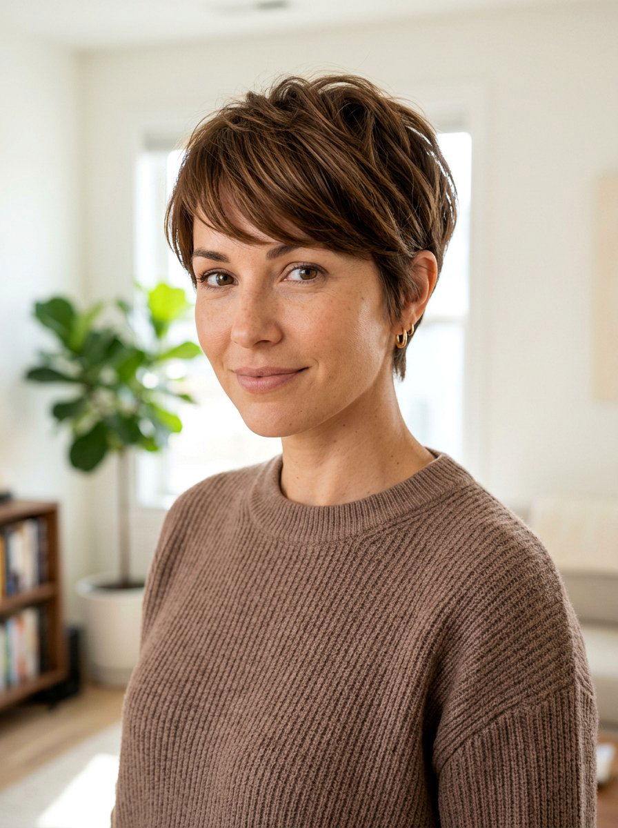 Hazelnut Brown Pixie Hair - 20 pixie hair color ideas for mature women - 20 pixie hair color ideas for mature women