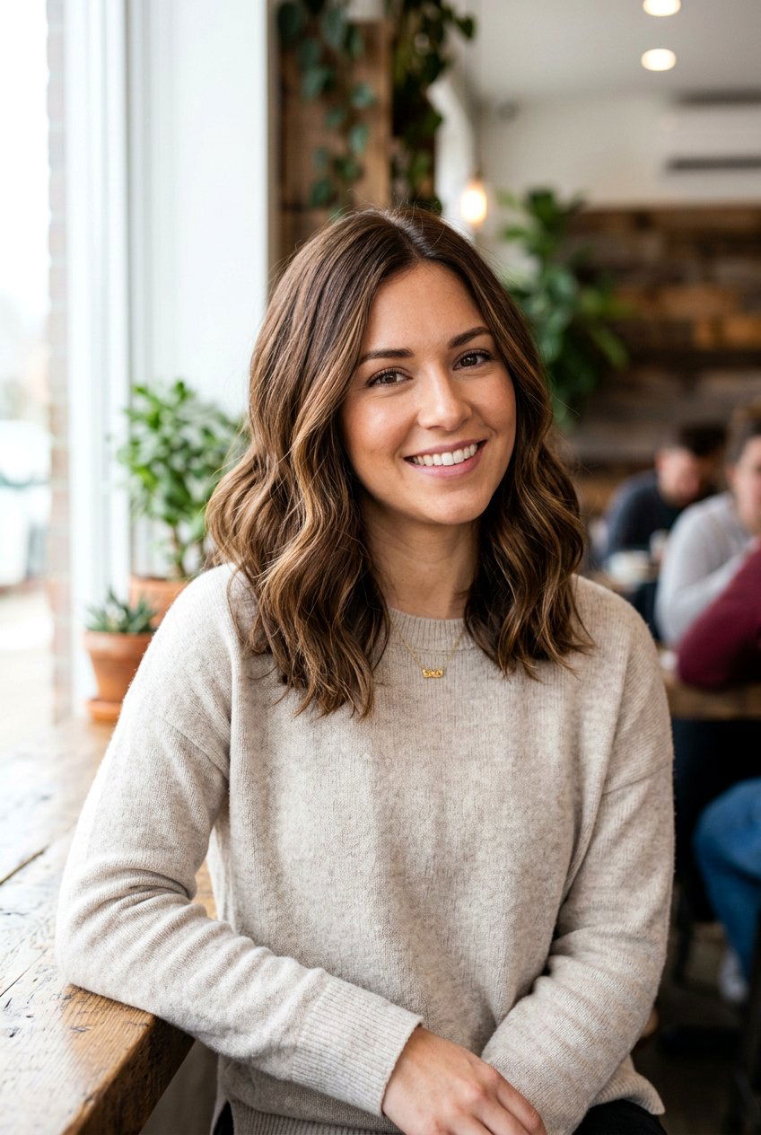 Hazelnut Brunette Babylights On Medium Length Hair - 20 hazelnut brunette with babylights - 20 hazelnut brunette with babylights