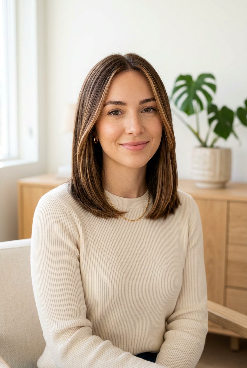 Hazelnut Brunette Babylights On Shoulder Length Cut - 20 hazelnut brunette with babylights - 20 hazelnut brunette with babylights