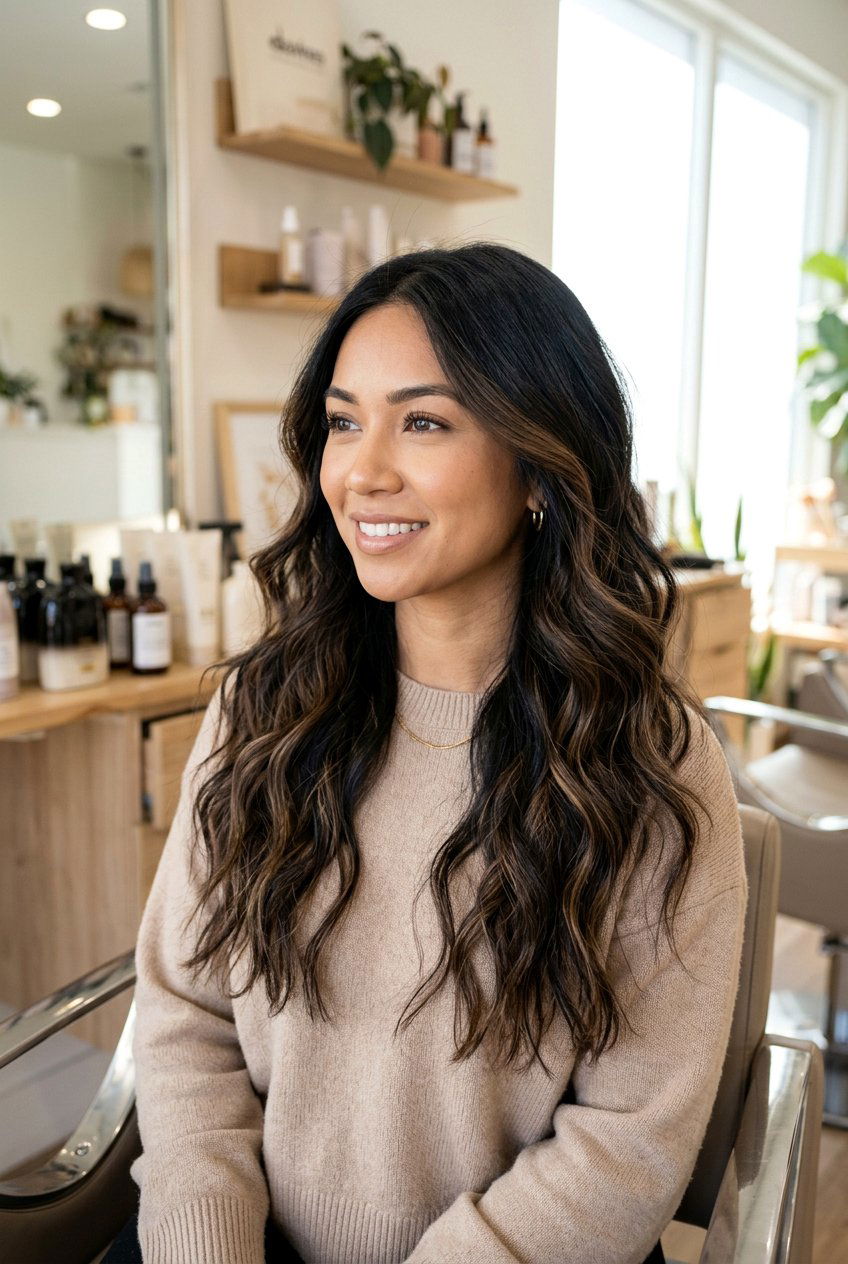Hazelnut balayage black hair - 20 balayage for black hair - 20 balayage for black hair