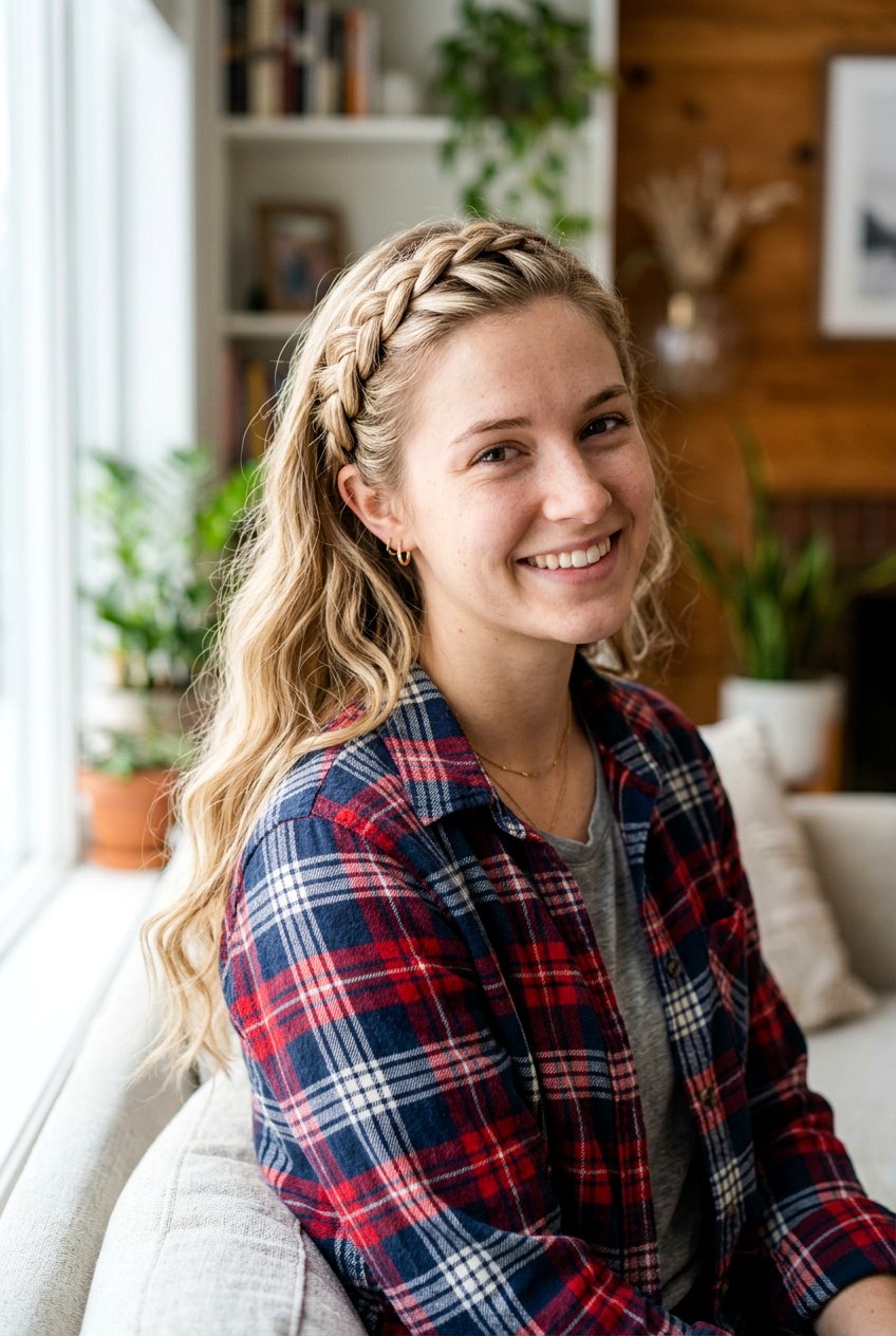 Headband Braid - 20 exam week easy hairstyles - 20 exam week easy hairstyles