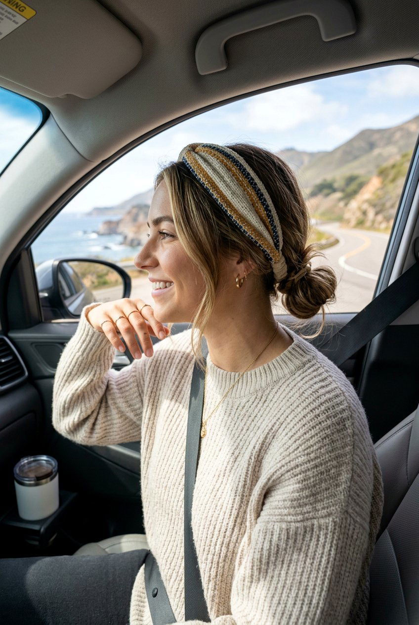 Headband Bun Road Trip Hairstyle - 20 road trip hairstyles - 20 road trip hairstyles