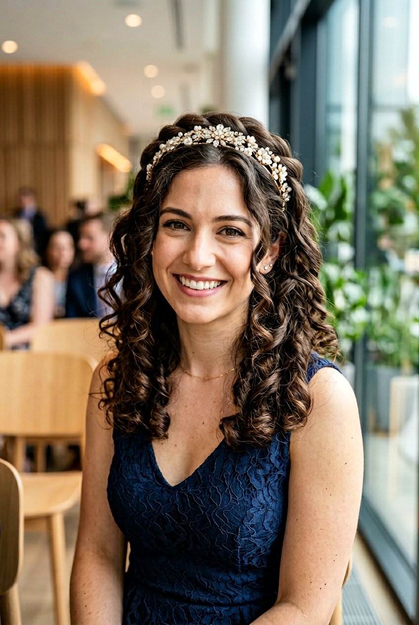 Headband Curls With Decorative Headband - 20 headband curls hairstyle - 20 headband curls hairstyle