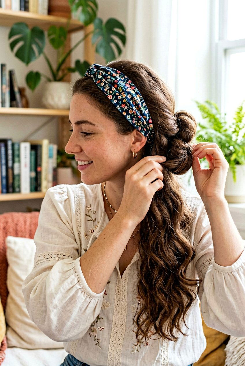 Headband Loop Method - 20 heatless curls for long thick hair - 20 heatless curls for long thick hair