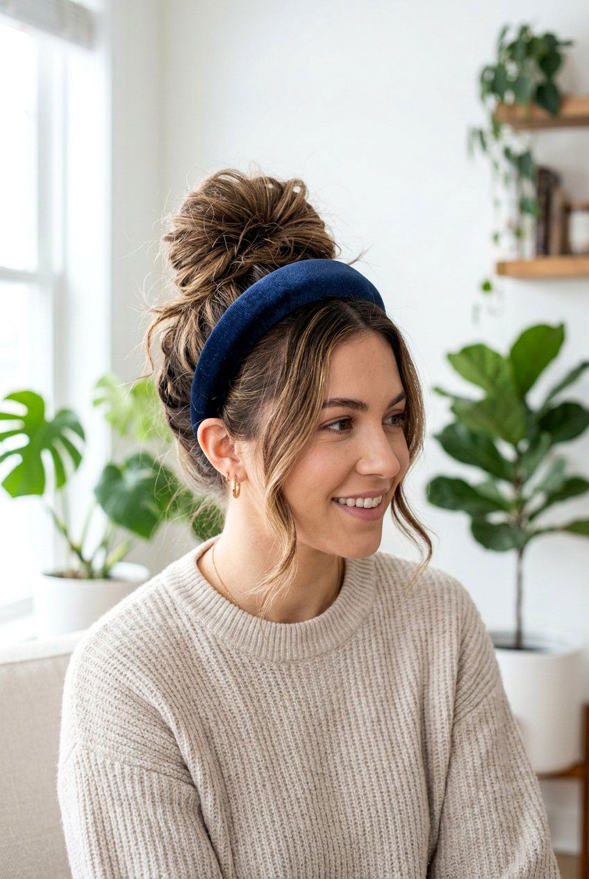 Headband Messy Bun - 20 messy bun hairstyles - 20 messy bun hairstyles