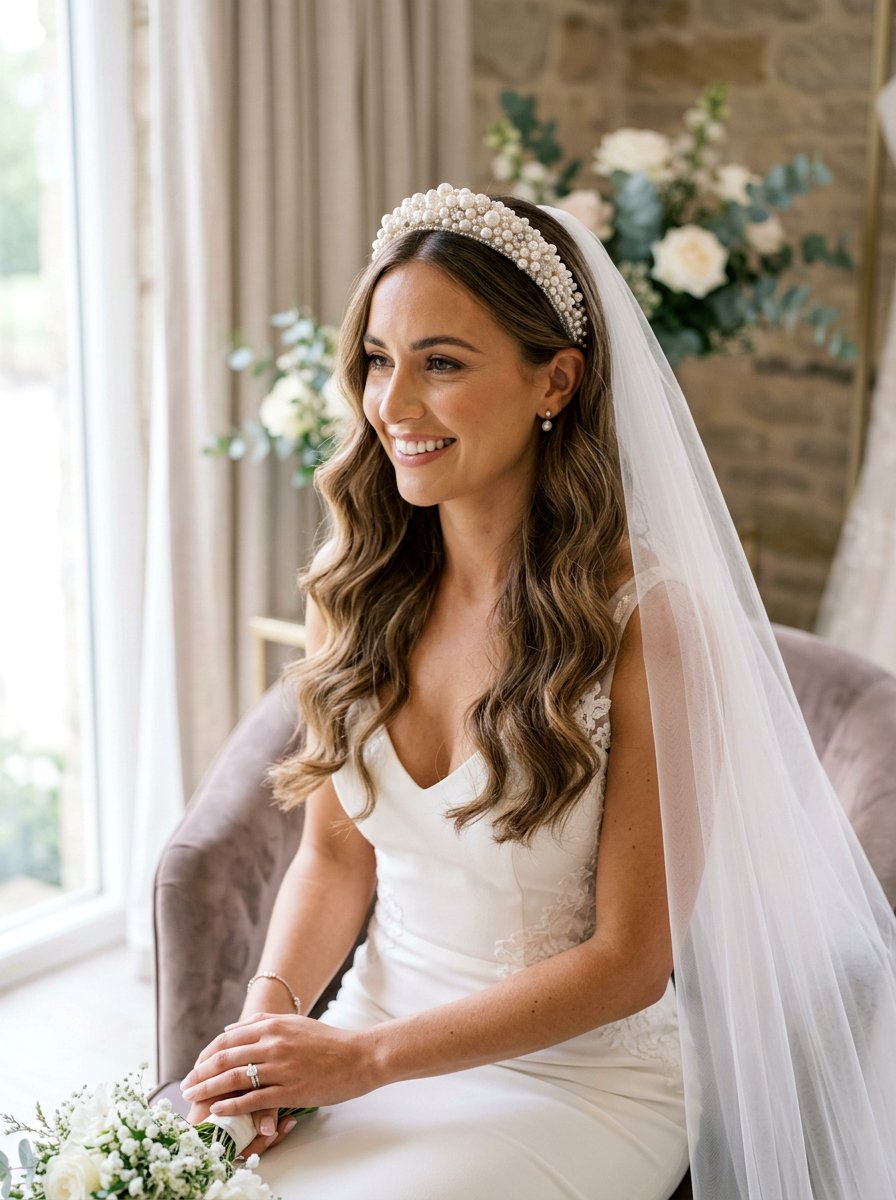 Headband Soft Curls Veil - 20 wedding hairstyles with soft curls and veil - 20 wedding hairstyles with soft curls and veil