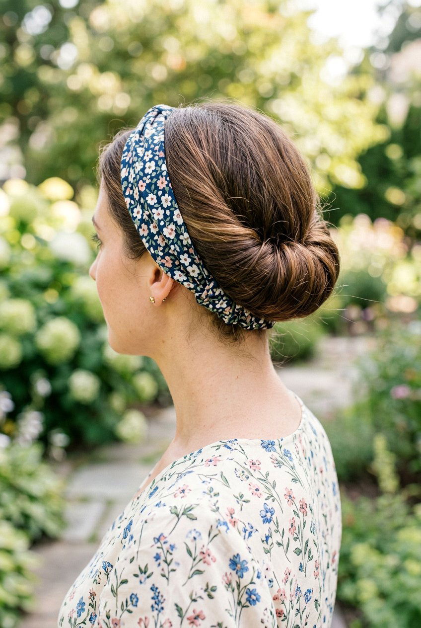 Headband Tuck Updo - 20 no heat hairstyles - 20 no heat hairstyles