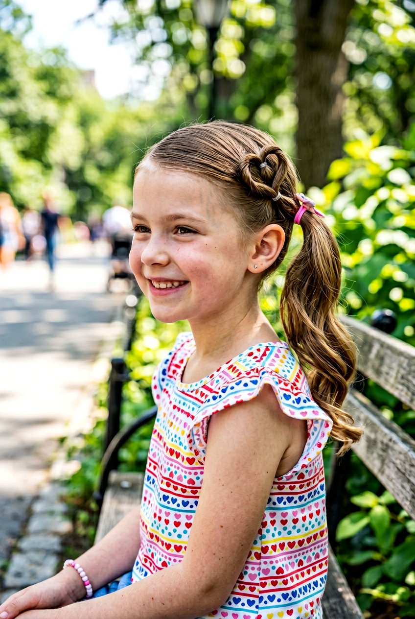 Heart Accent Side Ponytail - 20 valentine hairstyles for girls - 20 valentine hairstyles for girls