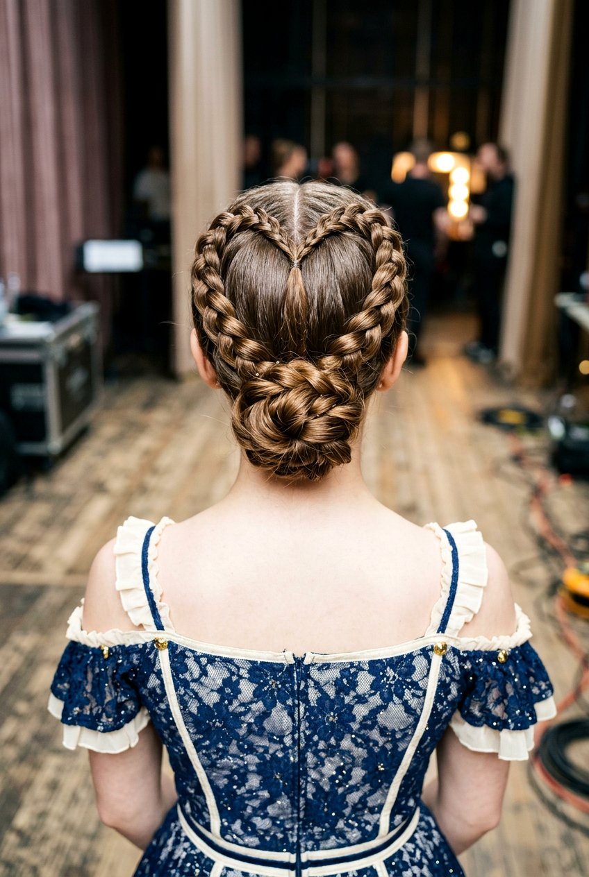 Heart Braided Bun - 20 recital hairstyle with braid bun - 20 recital hairstyle with braid bun