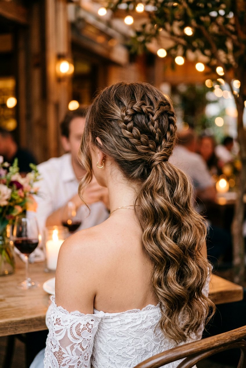 Heart Braided Low Ponytail With Waves - 20 braided low ponytail with waves - 20 braided low ponytail with waves