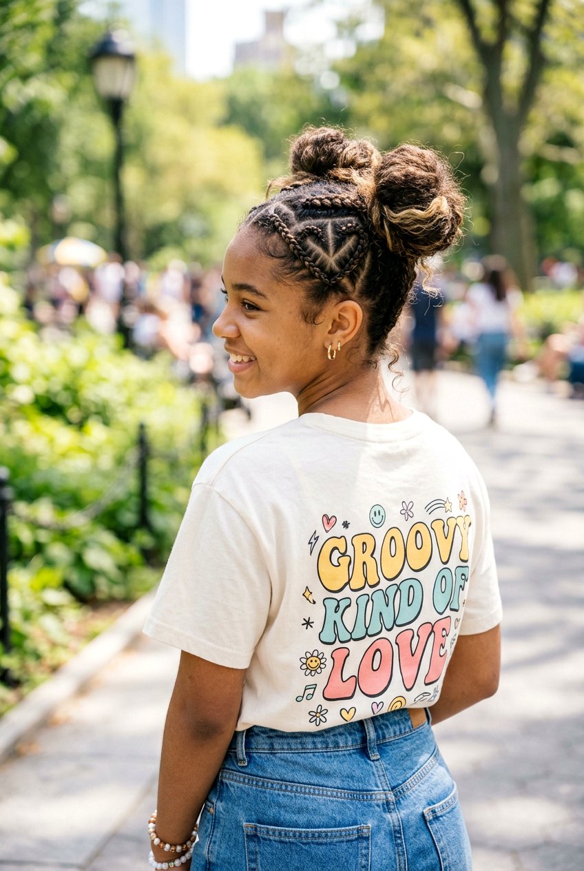 Heart Braided Space Buns - 20 braided heart hairstyle - 20 braided heart hairstyle