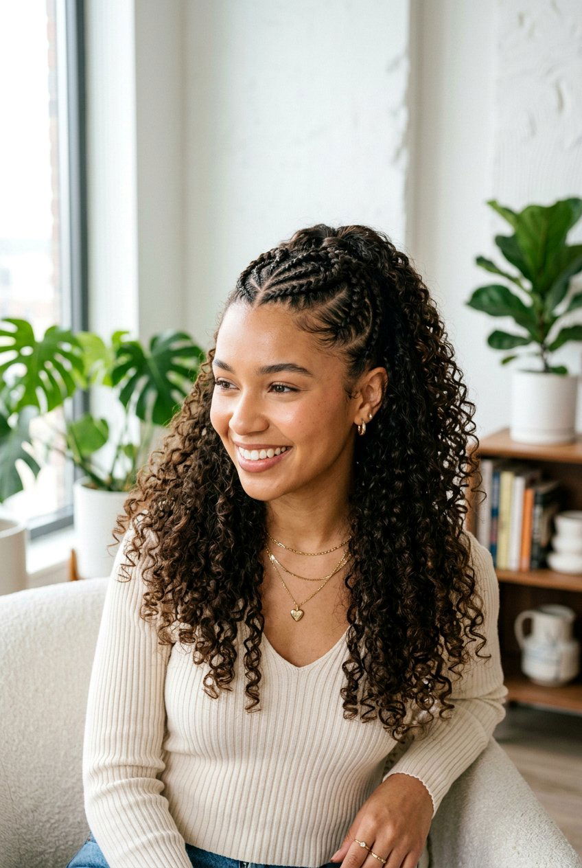 Heart Braids Half Up Half Down On Curls - 20 braided heart hairstyle - 20 braided heart hairstyle