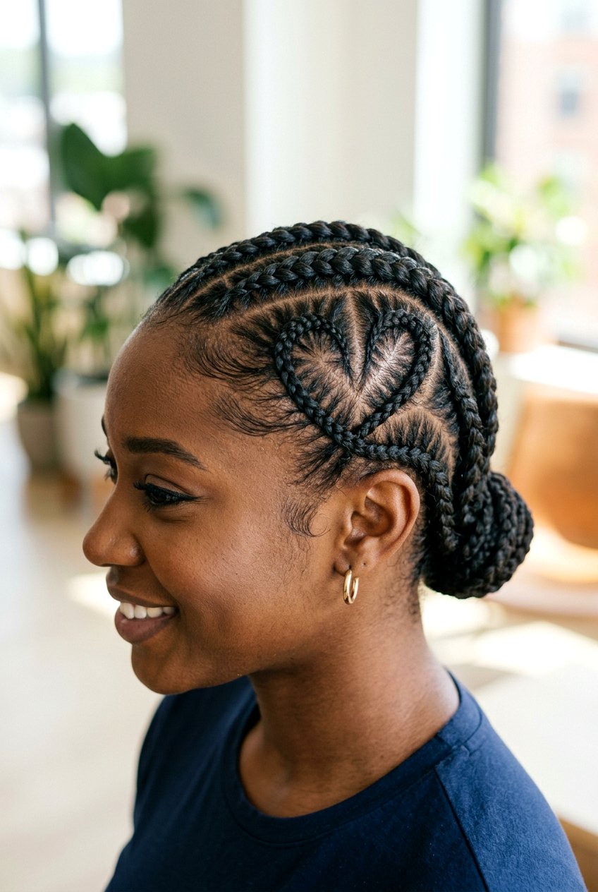 Heart Design Cornrows - 20 cornrow hairstyles for black women - 20 cornrow hairstyles for black women