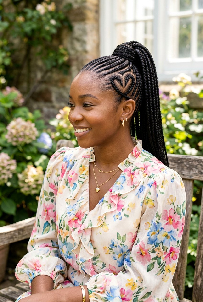 Heart Design Lemonade Braids Ponytail - 20 lemonade braids into ponytail - 20 lemonade braids into ponytail