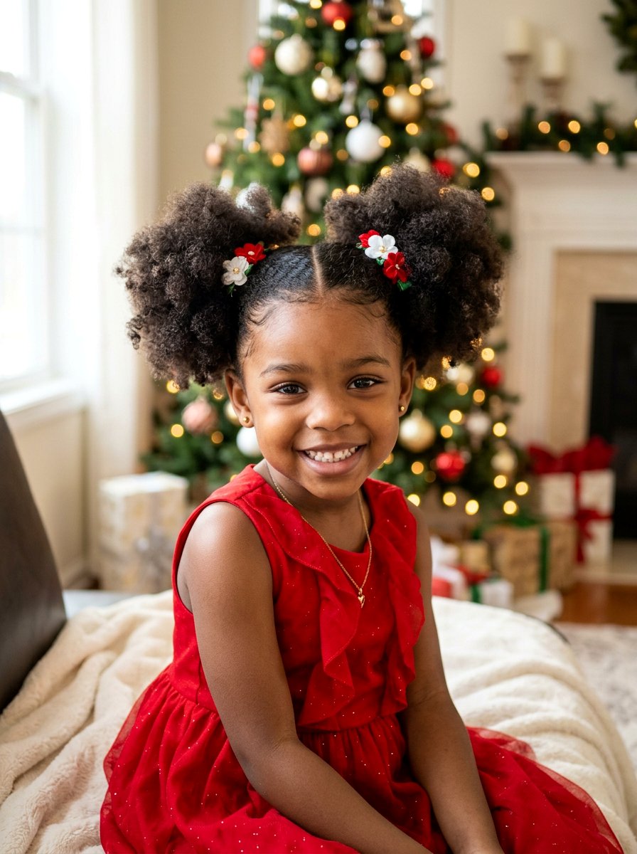 Heart Part Afro Puffs - 20 kids afro puff styles - 20 kids afro puff styles