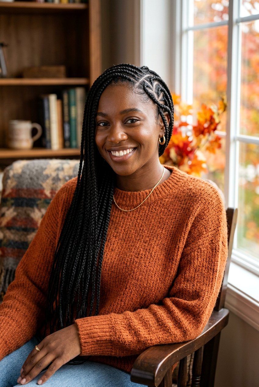 Heart Part Box Braids - 20 heart part braids styles - 20 heart part braids styles