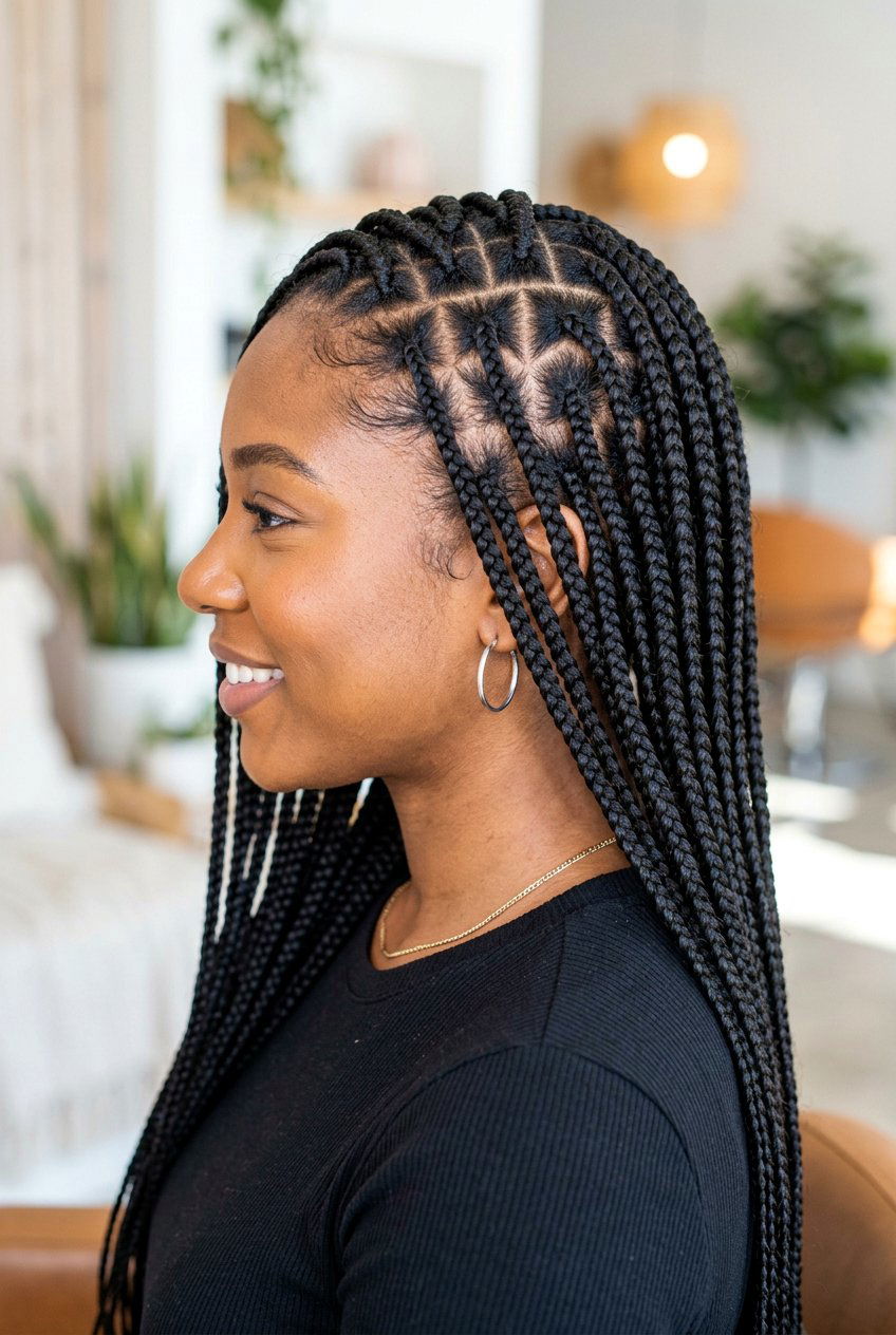 Heart Part Box Braids - 20 box braids hairstyles - 20 box braids hairstyles