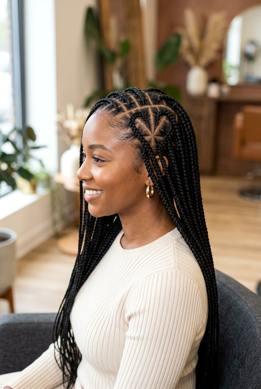 Heart Part Knotless Braids - 20 knotless braids hairstyles - 20 knotless braids hairstyles