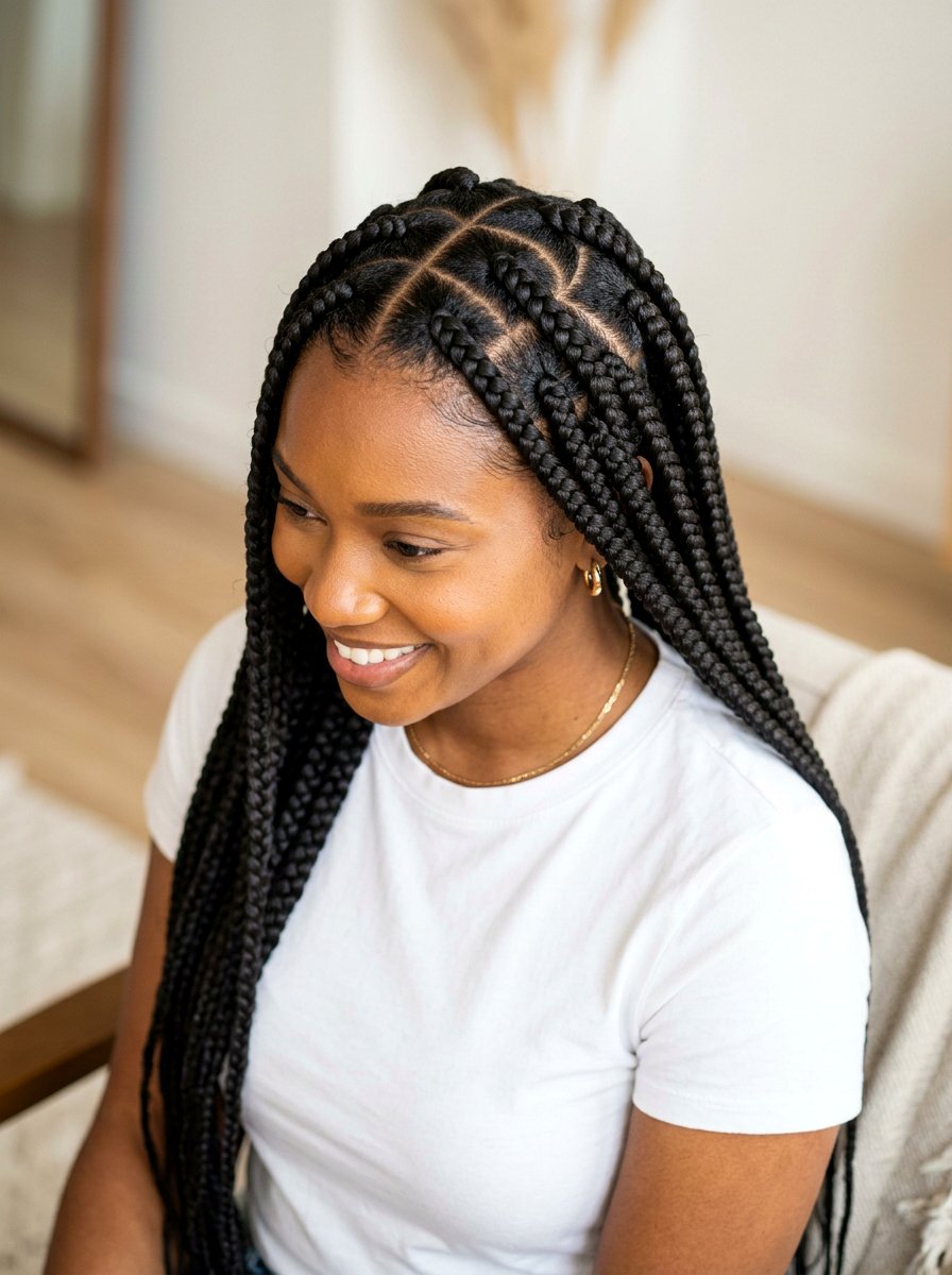 Heart Part Large Box Braids - 20 large box braids hairstyles - 20 large box braids hairstyles