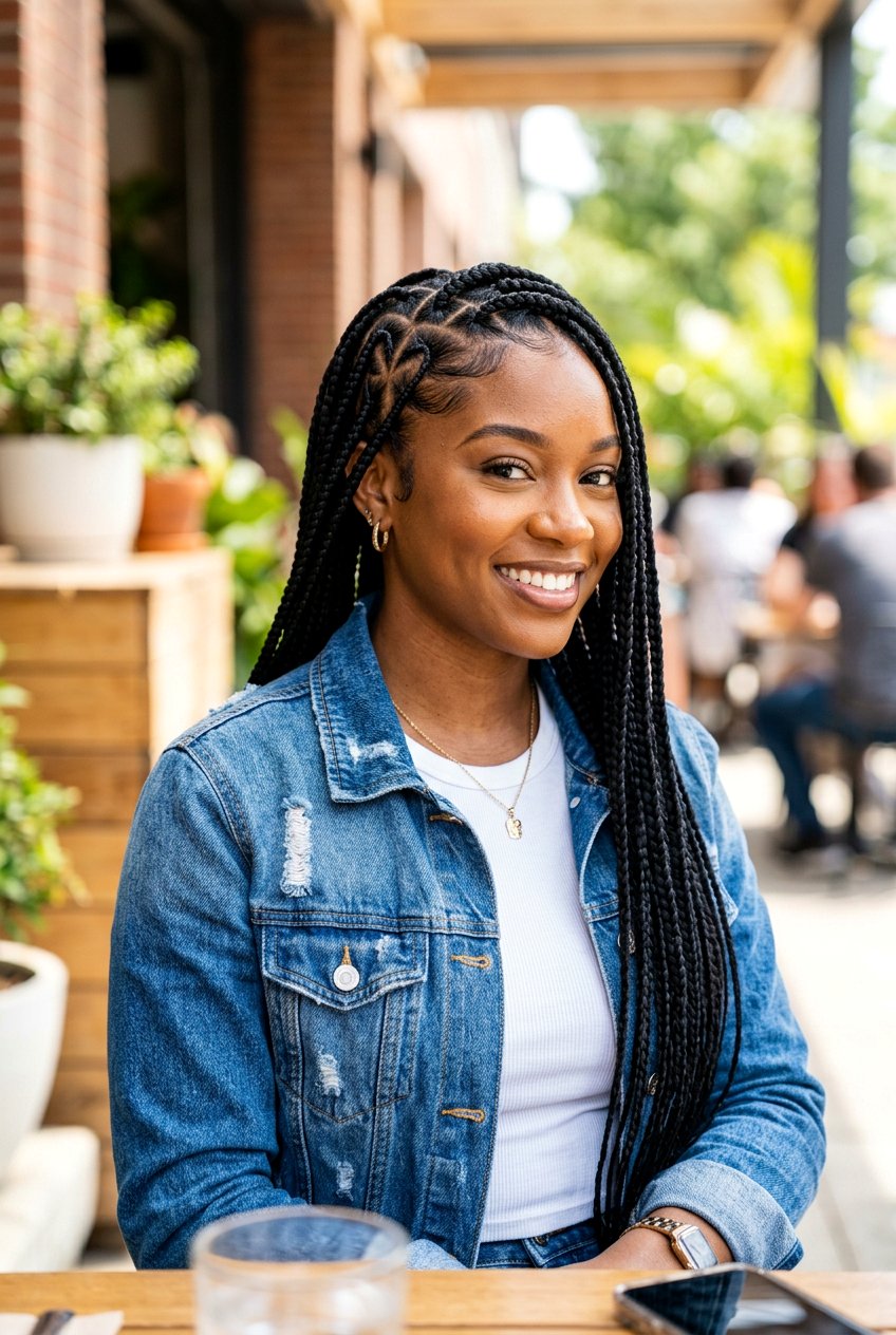 Heart Part Medium Knotless Braids - 20 medium knotless braids styles - 20 medium knotless braids styles