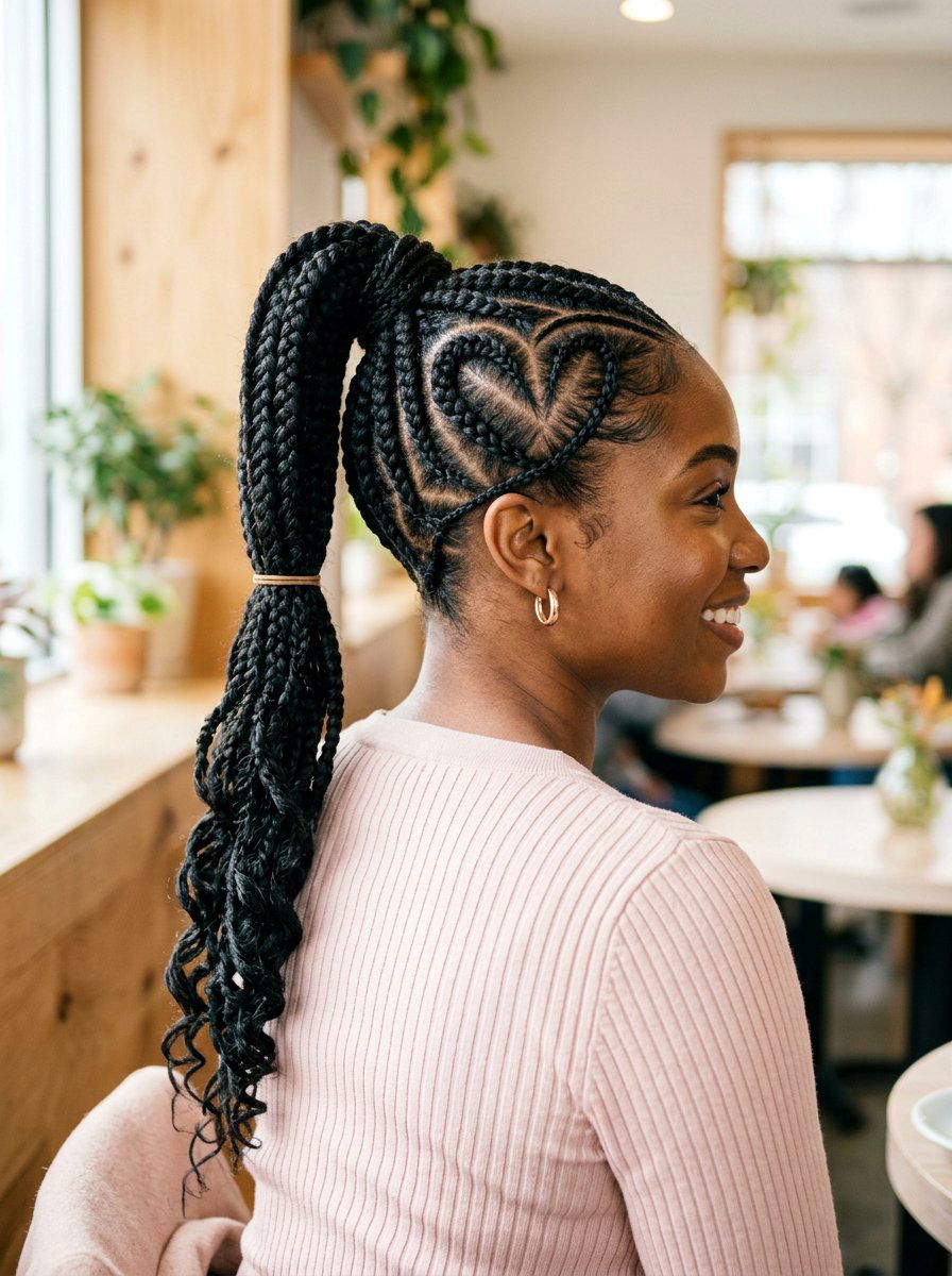 Heart Part Stitch Braid Ponytail - 20 stitch braid ponytail hairstyle - 20 stitch braid ponytail hairstyle