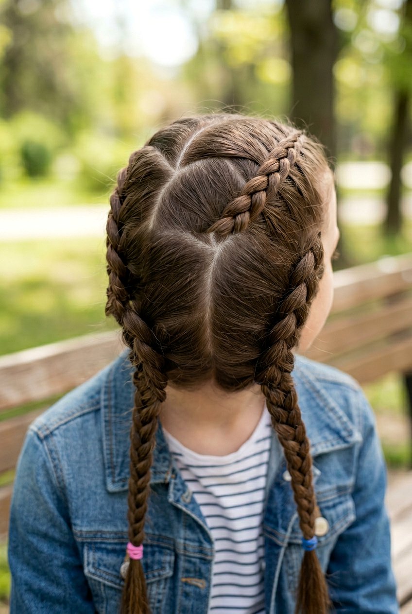 Heart Part With Braided Pigtails - 20 valentine hairstyles for girls - 20 valentine hairstyles for girls