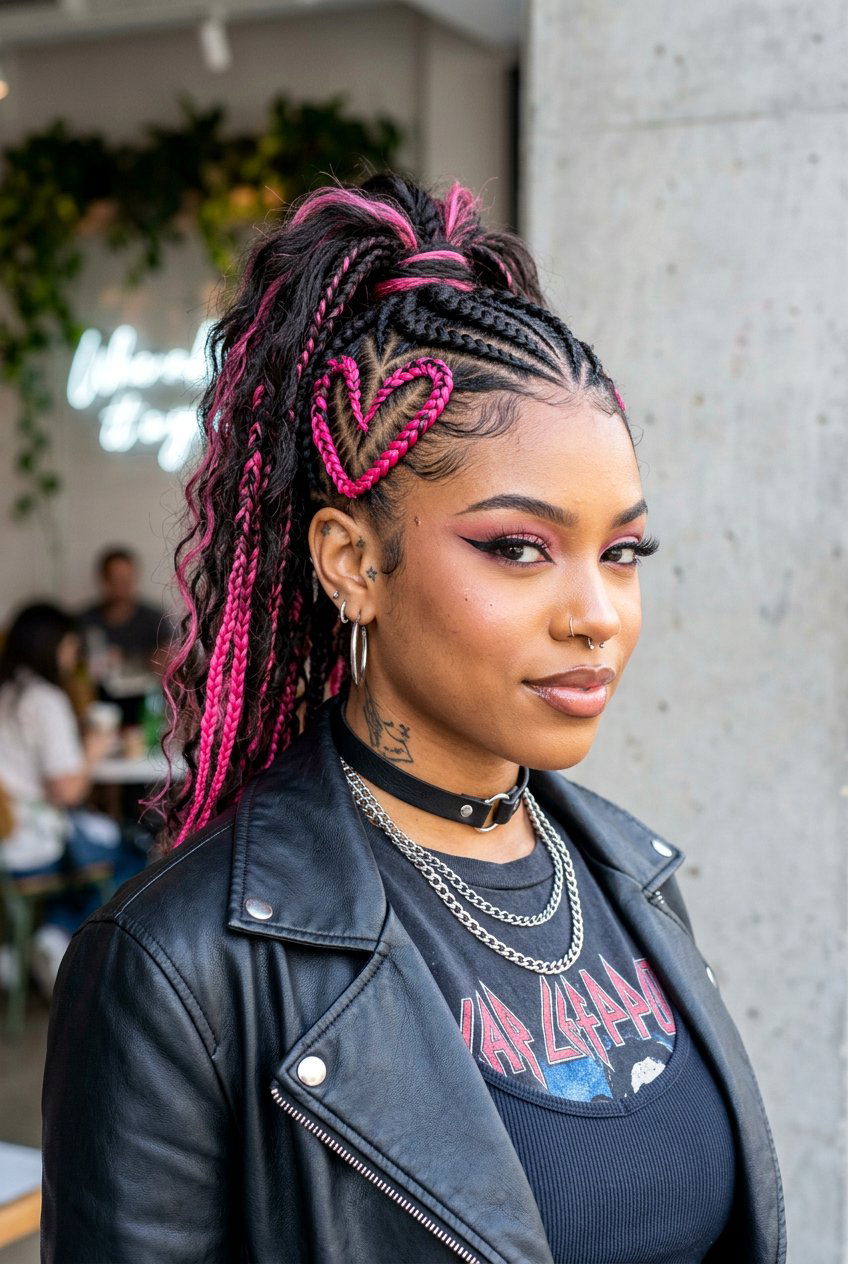 Heart Part With Color - 20 heart part braids styles - 20 heart part braids styles