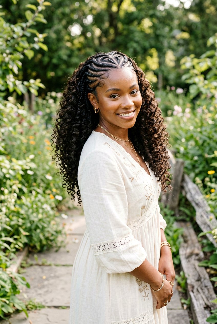 Heart Part With Curly Ends - 20 heart part braids styles - 20 heart part braids styles