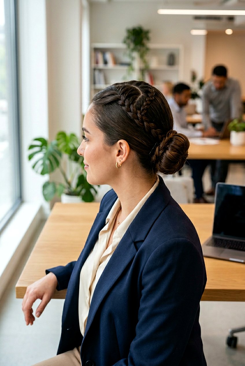Heart Part With Low Bun - 20 heart part braids styles - 20 heart part braids styles